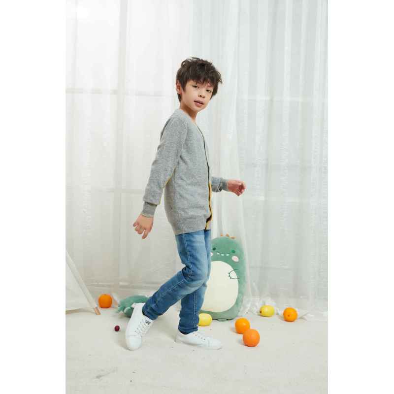 Wholesale Toddler Baby Boys Girls V-Neck Cardigan Kids Button Up Long Sleeve Knitted Sweater for Infant