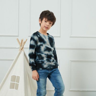 Wholesale Tie Dye Round Neck Long Sleeve Sweaters for Kids Boys