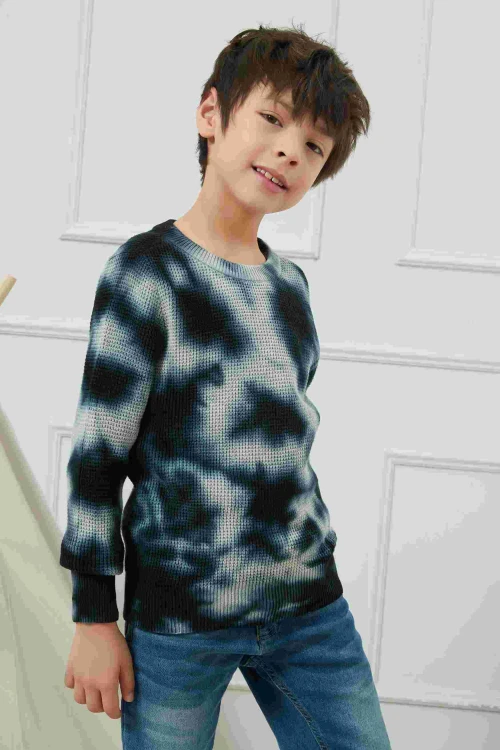 Wholesale Tie Dye Round Neck Long Sleeve Sweaters for Kids Boys