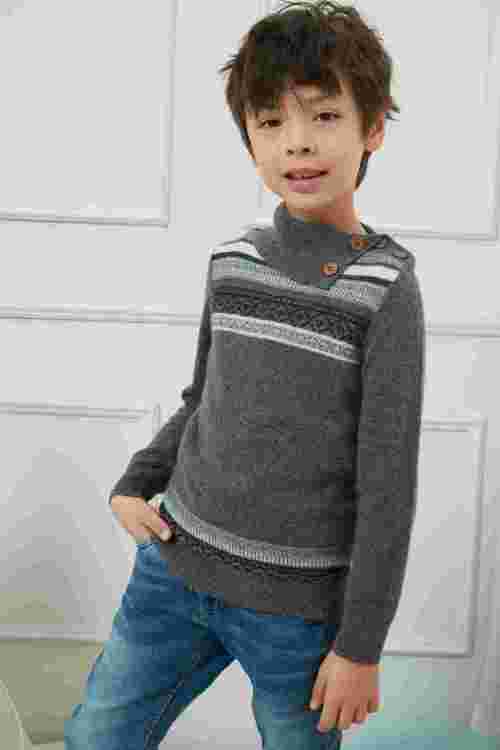 Wholesale  Infant Kids Boys Cashmere Pullover Sweater with Buttons Chinese Factory