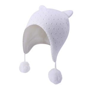 Camiz.kids Baby Mädchen Beanie Kaschmirmischung weich mit Bommel