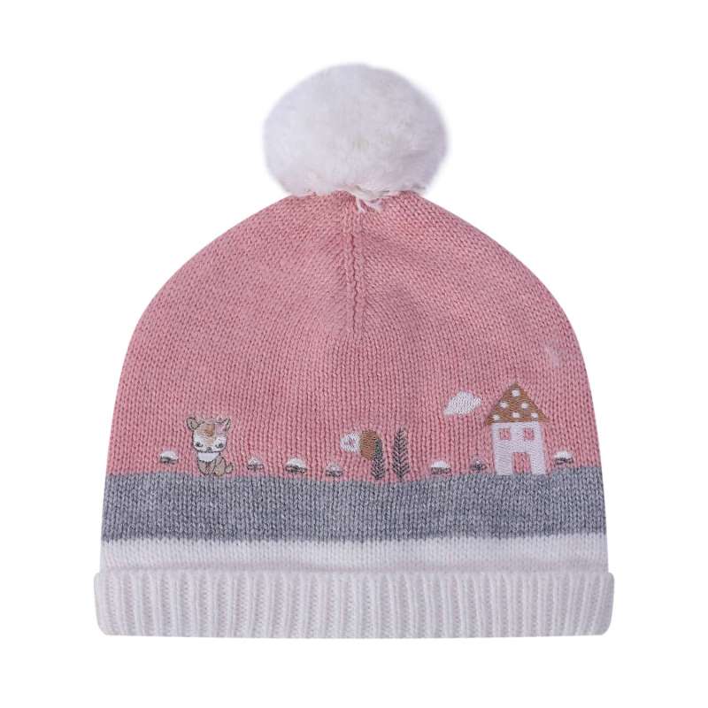 Wholesale Camiz.kids Girls's Beanie Cashmere Blend Soft Top With Cute Pompom Design