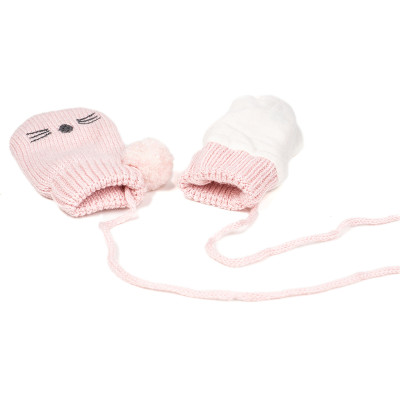 Wholesale Newborn Cute Cat Winter Warm Knitted Mittens On String