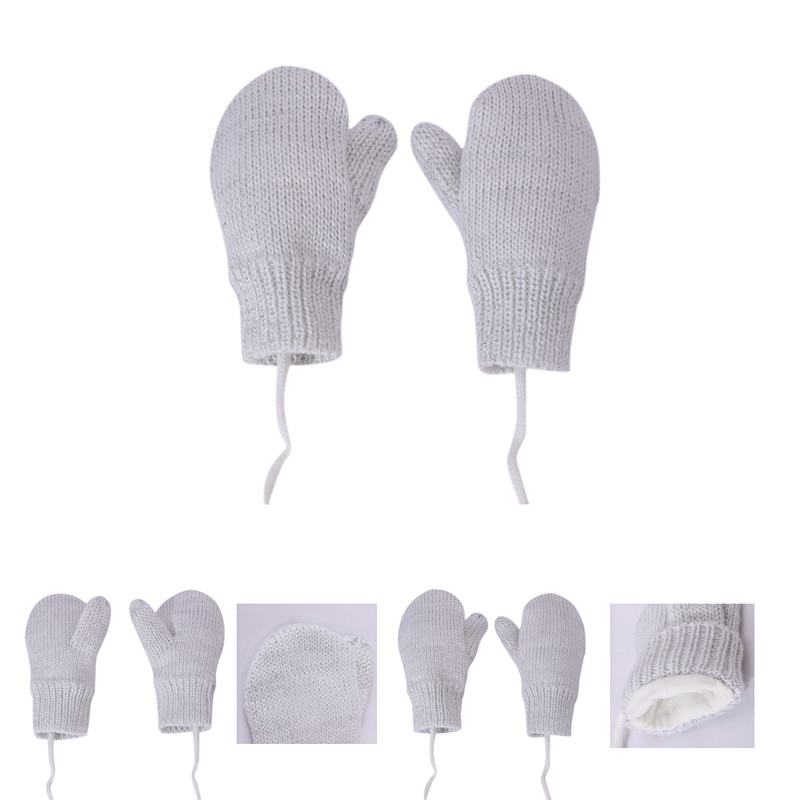 Wholesale Newborn Unisex Winter Thick Warm Knitted Gloves Mittens With String