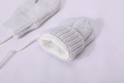 Gros nouveau-né unisexe hiver épais gants tricotés chauds mitaines avec ficelle