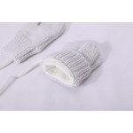 Venta al por mayor, guantes de punto cálidos gruesos de invierno unisex para recién nacidos, mitones con cuerda