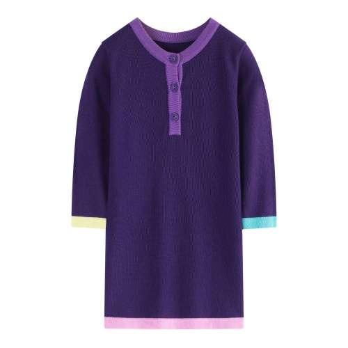 Wholesale  Cashmere Comfort Fit Long Sleeve Gathered Waist Dress Cashmere Cotton Knee-Length Everyday Essentials for Girls