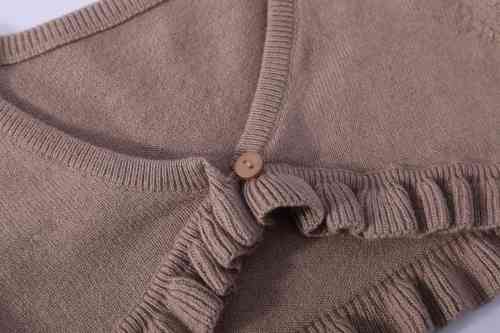 Wholesale  Baby Girl Sweater Crop Top Long Sleeve Ruffled One Button Cute Outwear Kids Fall Shrug