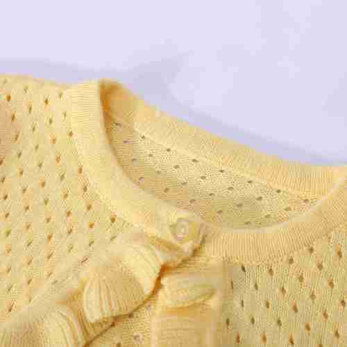 Wholesale Toddler Baby Girl Crop Top Knit Cardigan Long Sleeve Ruffled One Button Cute Outwear Kids Fall Shrug