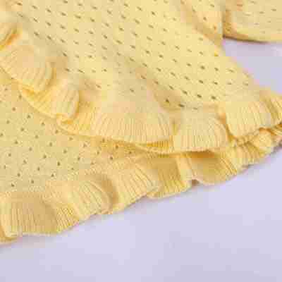 Wholesale Toddler Baby Girl Crop Top Knit Cardigan Long Sleeve Ruffled One Button Cute Outwear Kids Fall Shrug