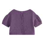 Wholesale  Baby Girl's short Sleeve Cable V-Neck Knitwear Ruched Pullover Ribbed Casual Cropped Top