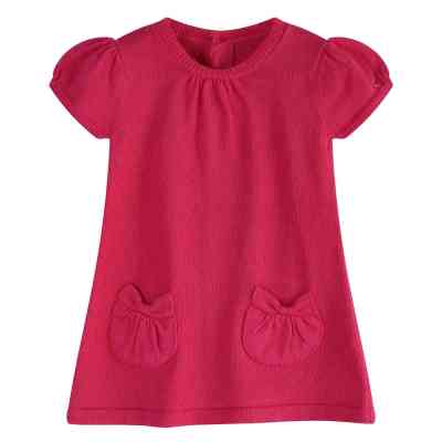 Wholesale  Kids Girl Crewneck Knitwear Sweater Dress With Back Botton  Fall Winter Outfits