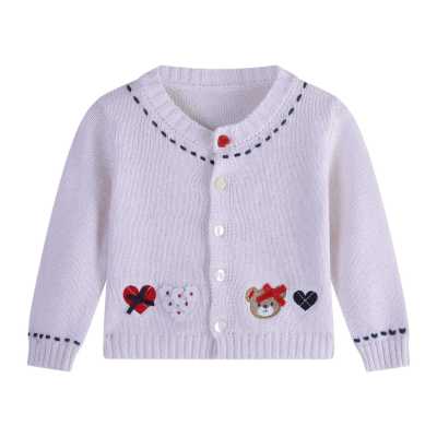 Wholesale  Girls Cardigan Sweaters Embroidered Knitted Outwear For 3-24 Month