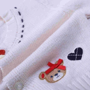 Wholesale  Girls Cardigan Sweaters Embroidered Knitted Outwear For 3-24 Month