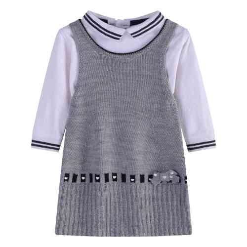 Wholesale  3-24M Newborn Infant Baby Girls Solid Grey Color Outfits Suspender Dress Spring Fall Clothes