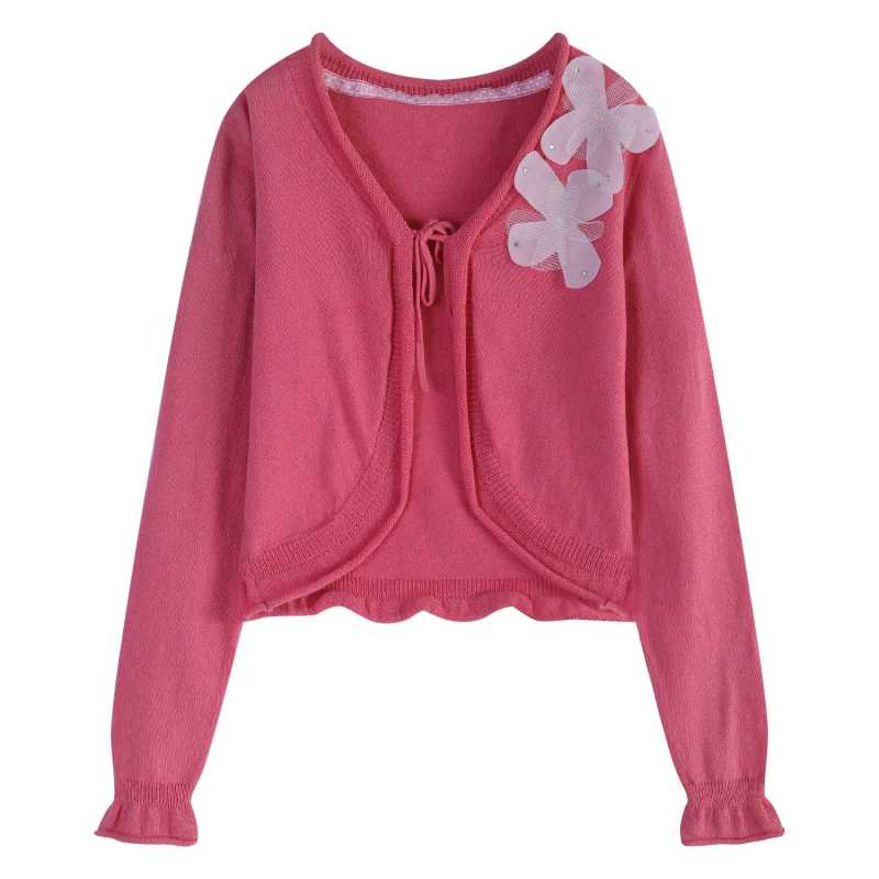 Wholesale Camiz.kids Toddler baby girl sweater solid color long-sleeved cardigan sweater