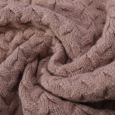 Wholesale 100% Wool Blanket In Brown Color With Cable Knit From Chinese Supplier
