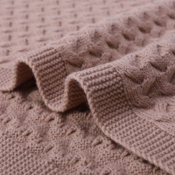 Wholesale 100% Wool Blanket In Brown Color With Cable Knit From Chinese Supplier