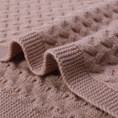 Wholesale 100% Wool Blanket In Brown Color With Cable Knit From Chinese Supplier