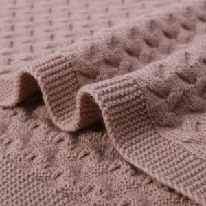 Wholesale 100% Wool Blanket In Brown Color With Cable Knit From Chinese Supplier