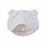 OEM Wholesale Newborn Wool Cashmere Beanie In White Color With Ear From Chinese Supplier