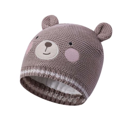 Chine Camiz.kids Bonnet d'hiver pour tout-petits avec doublure en laine Bonnet tricoté avec motif d'ours Fabricants
