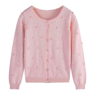Wholesale  Kids Girls's Cardigan Sweaters Wool Soft Tops With Emb