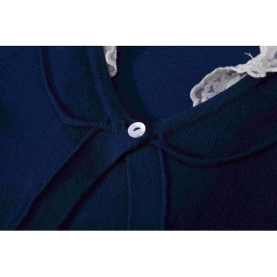 Wholesale Girls Solid Color Knit Sweaters Button lace Cardigan 3-8 Years with Poket