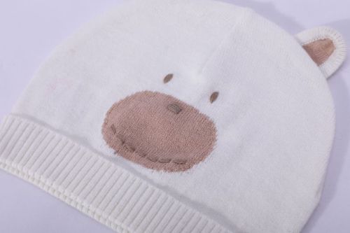 Venta al por mayor Camiz.kids Newborn Ivory Fuzzy Bear Knit Hat de China
