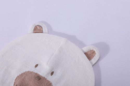 Großhandel Camiz.kids Neugeborene Elfenbein Fuzzy Bear Strickmütze aus China