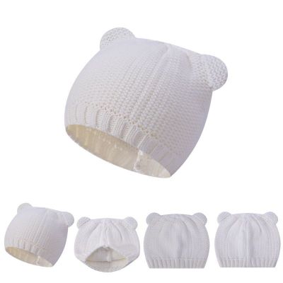 OEM Wholesale Newborn Wool Cashmere Beanie In White Color With Ear From Chinese Supplier