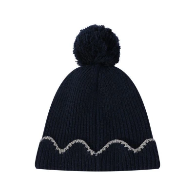Wholesale Girl Cashmere Beanie With Stripe Pattern Pom Pom From Chinese Supplier
