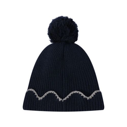 Wholesale Girl Cashmere Beanie With Stripe Pattern Pom Pom From Chinese Supplier