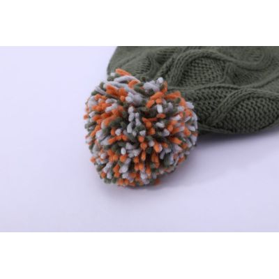 Wholesale Boy Grey Cashmere Beanie With Colorful Pom