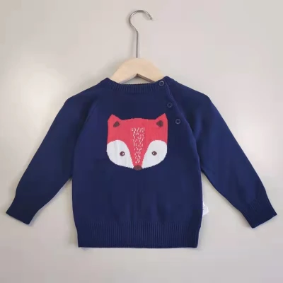 Wholesale Kids Boy 95%cotton 5%cashmere Fox Jacquard Pullover Sweater From Chinese Factory