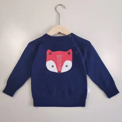 Wholesale Kids Boy 95%cotton 5%cashmere Fox Jacquard Pullover Sweater From Chinese Factory