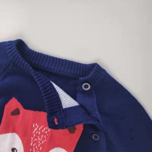 Wholesale Kids Boy 95%cotton 5%cashmere Fox Jacquard Pullover Sweater From Chinese Factory