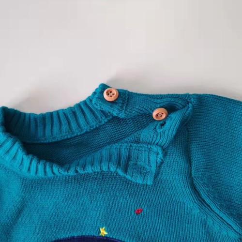Wholesale Kids Boy Button Pollover 100% Pima Cotton Cartoon Sweater China Factory