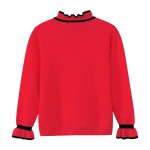 Camiz.kids Girls's Pullover Contrast Color Sweaters With High Quality High Twist Cotton By Chinese Supplier