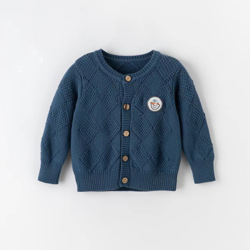 Custom Made Cute Boy Wooden Buttons High Quality BCI Cotton Cashmere Cardigans From Wholesalers In China