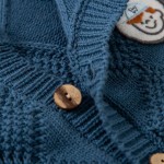 Custom Made Cute Boy Wooden Buttons High Quality BCI Cotton Cashmere Cardigans From Wholesalers In China