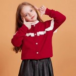 Custom Girls's  Flounces Cardigans Sweaters With High Quality BCI Cotton/Cashmere By Chinese Factory