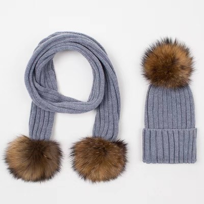 2 Pieces Kids Hat Scarf Set Winter Beanies Neck Warm Lined Knitted Pom Hat for 3-8 Years Old Boys Girls From Chinese Supplier