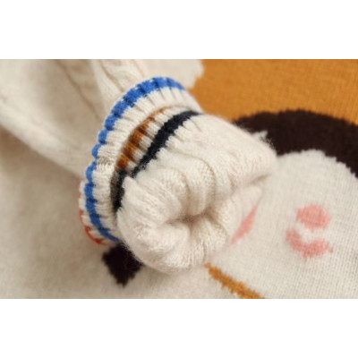 Custom Design Girl Cashmere Round Neck Jacquard  Jumper Chinese Factory