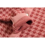 Custom Design Girl Cashmere Round Neck Special Knit Houndstooth Cardigan
