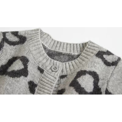 Custom Design Girl Cashmere Round Neck Special Knit Pattern Cardigan