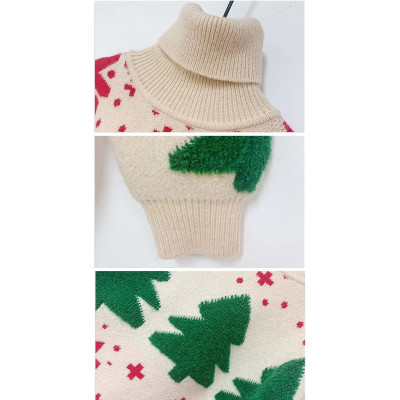 Wholesale Kids Cute Christmas Tree Jacquard Turtleneck Cashmere Chinese Manufacturer