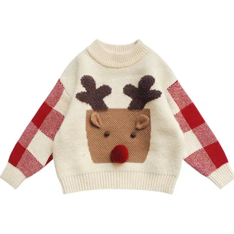 Wholesale Kids Cashmere Cute Christmas Elk Jacquard Jumper From Chinese Manufacturer