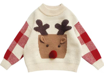 Wholesale Kids Cashmere Cute Christmas Elk Jacquard Jumper From Chinese Manufacturer