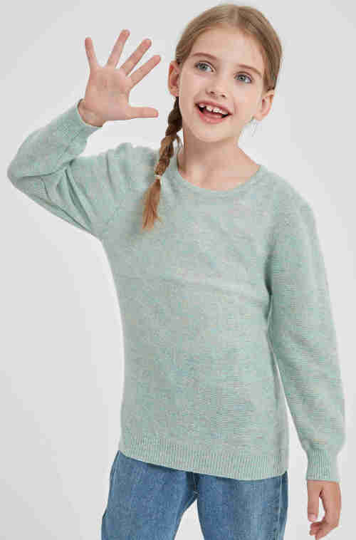 Wholesale Girl 90%Cashmere 10%silk Round Neck Sweater From China
